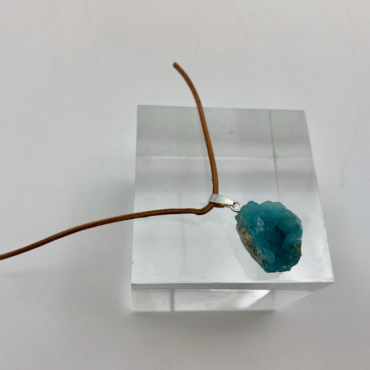 Hemimorphit türkis blau  Natur Kristall Anhänger Silber