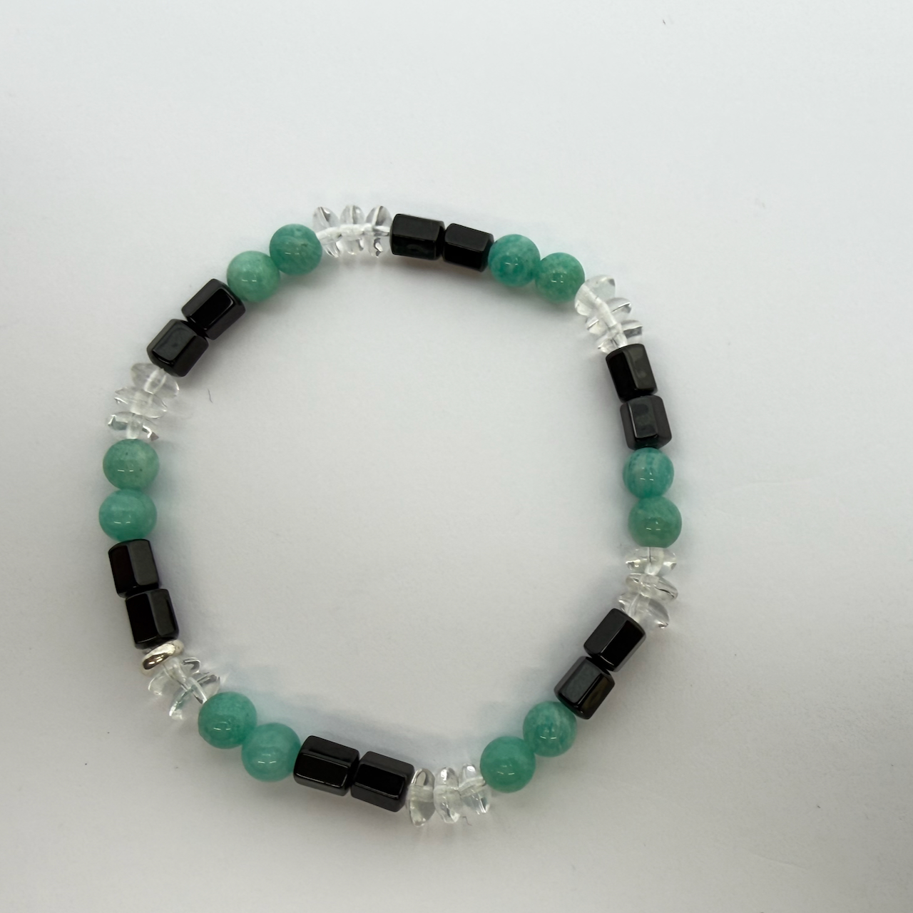 Amazonit - Turmalin schwarz Schörl - Bergkristall Design Armband - Männerarmband