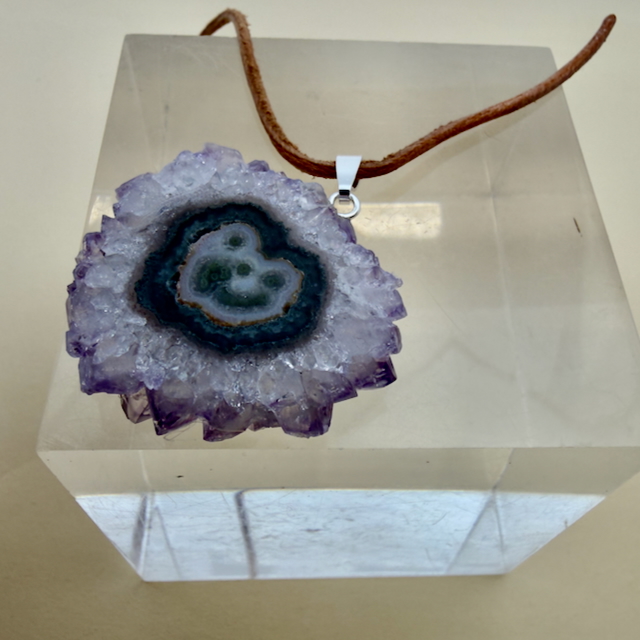 Amethyst Kristall Querschnitt Anhänger Silber