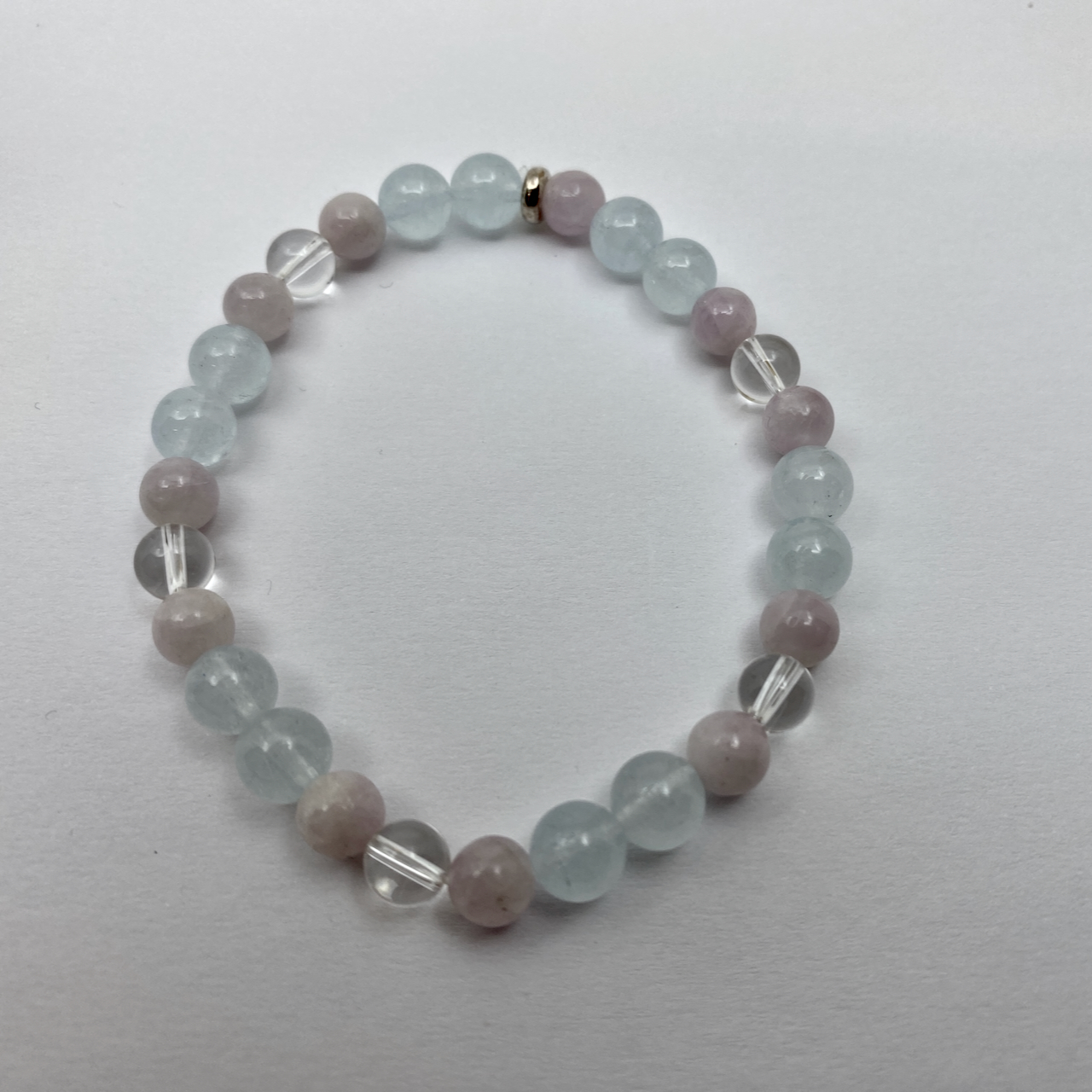 Aquamarin - Kunzit - Bergkristall Armband Unikat