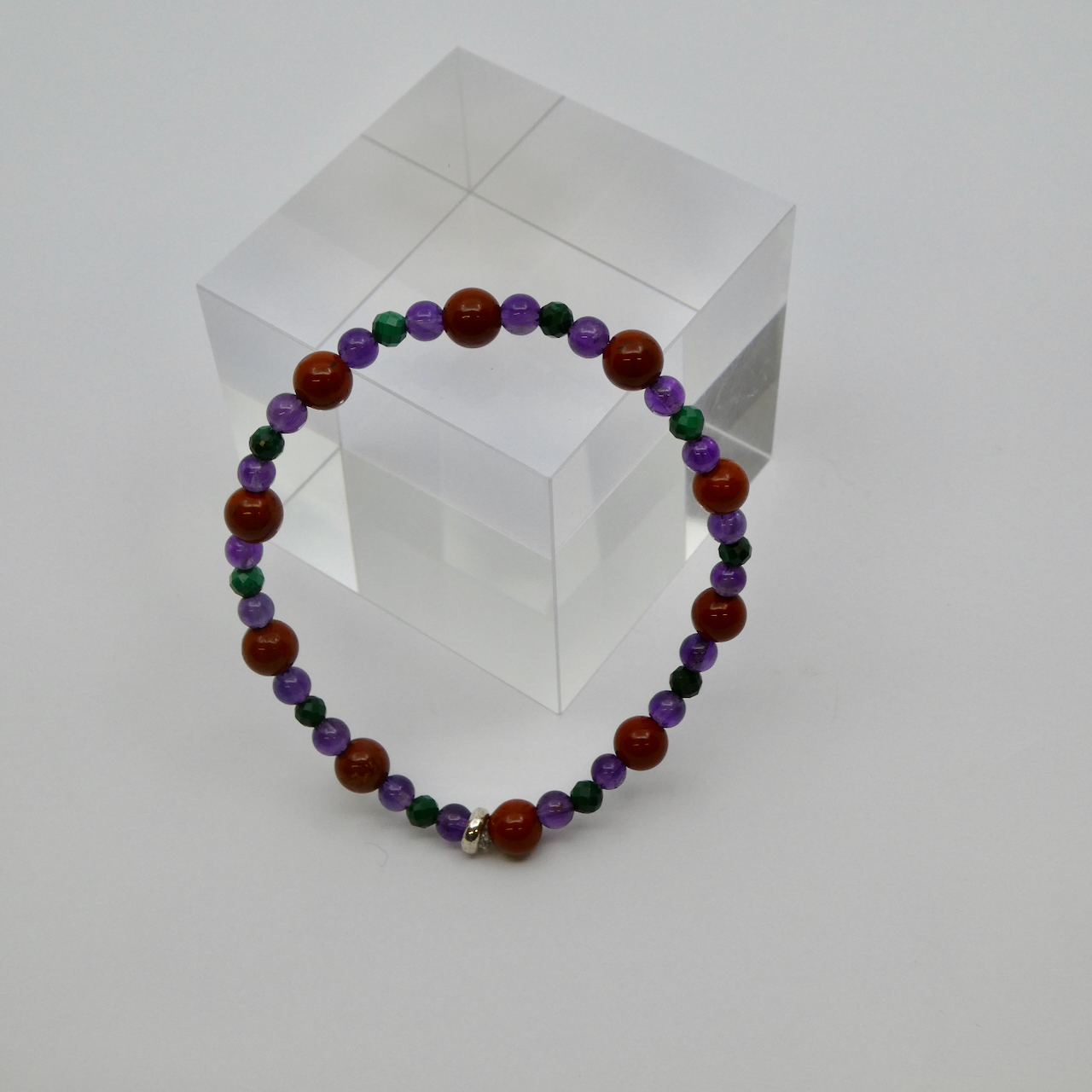 Malachit - Jaspis rot - Amethyst Armband Unikat