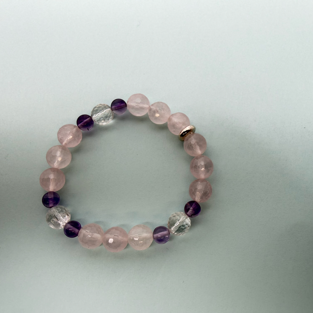 Rosenquarz Amethyst Bergkristall  Design Armband