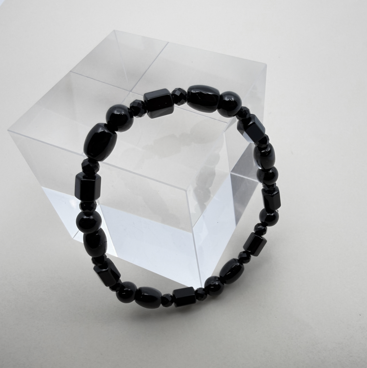 Turmalin schwarz - Schörl Armband Design Formenmix 4-6mm