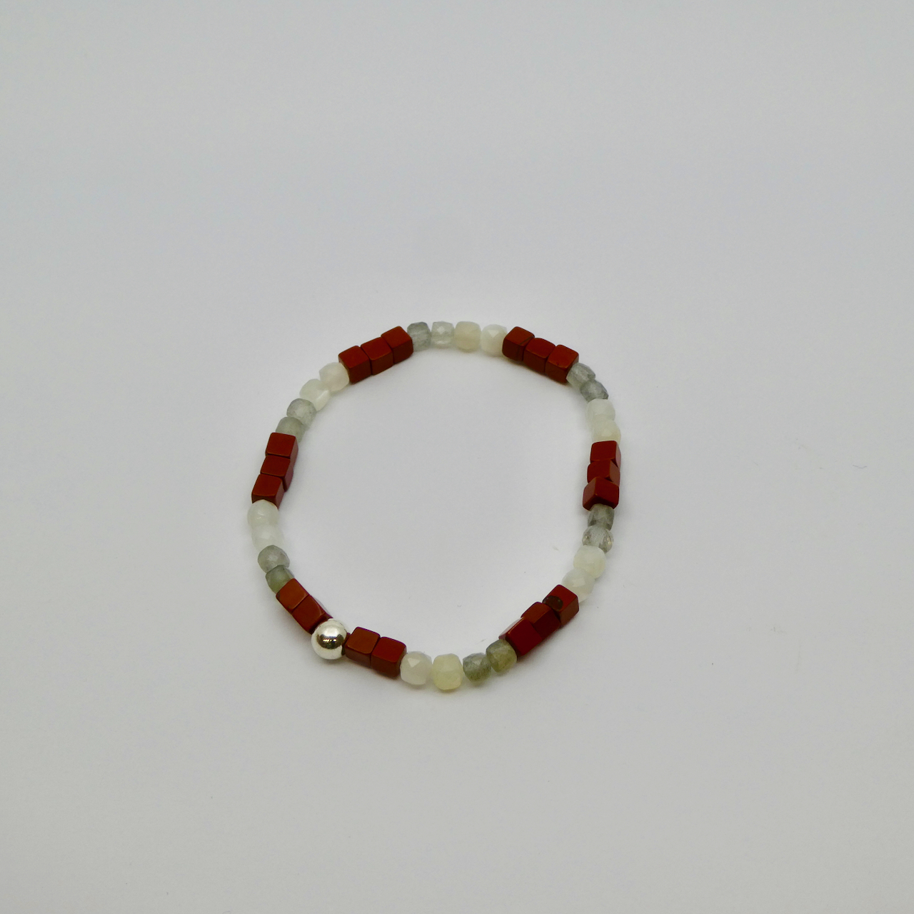Mondstein - Labradorit - Jaspis rot Armband Unikat