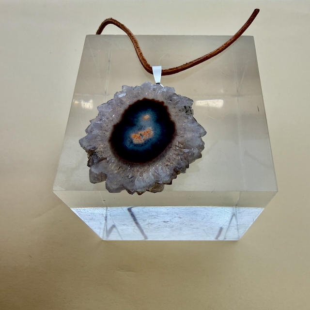 Amethyst Querschnitt Naturstein Anhänger Silber