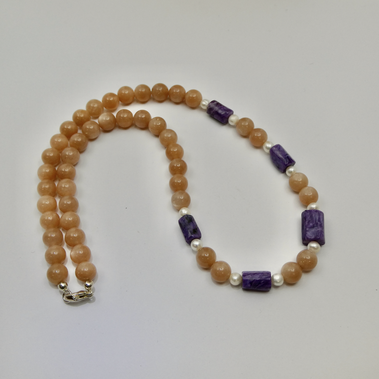 Charoit - Mondstein - Perlen Edelstein Design Collierkette