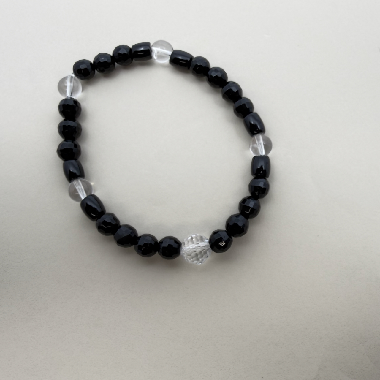 Turmalin schwarz - Schörl mit Bergkristall Design Armband