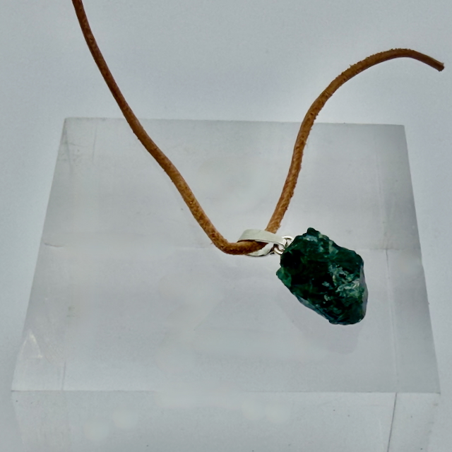 Turmalin Indigolith Natur Kristall Anhänger Silber