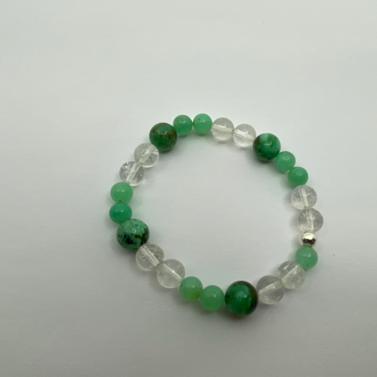 Variscit - Chrysopras - Bergkristall Armband Unikat