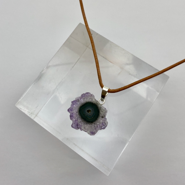 Amethyst Stalaktit Querschnitt Anhänger Silber