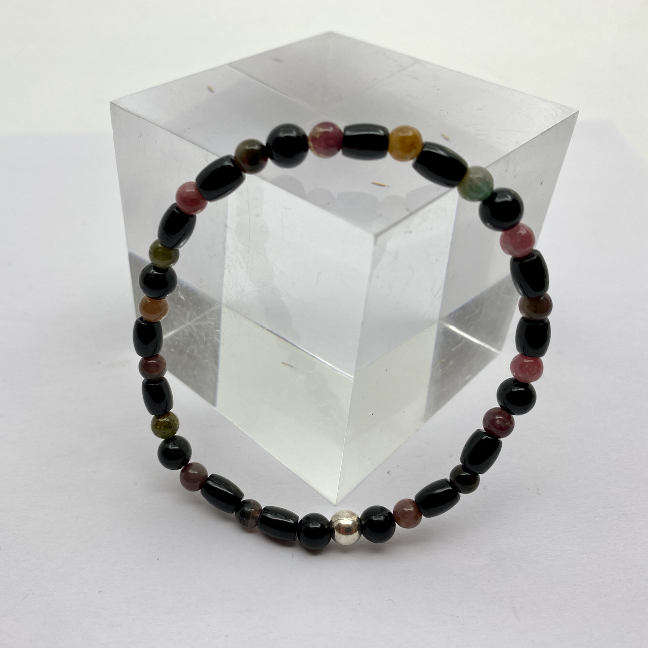 Turmalin bunt - Turmalin schwarz Schörl Design Armband Männerarmband