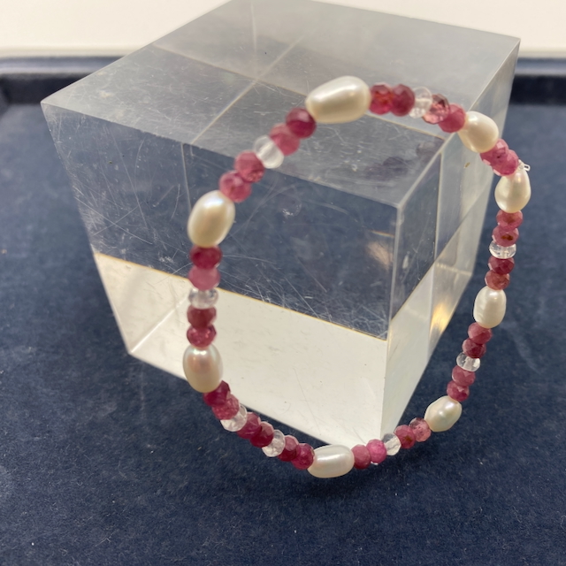 Turmalin rosa - Rosenquarz - Perlen Armband Unikat