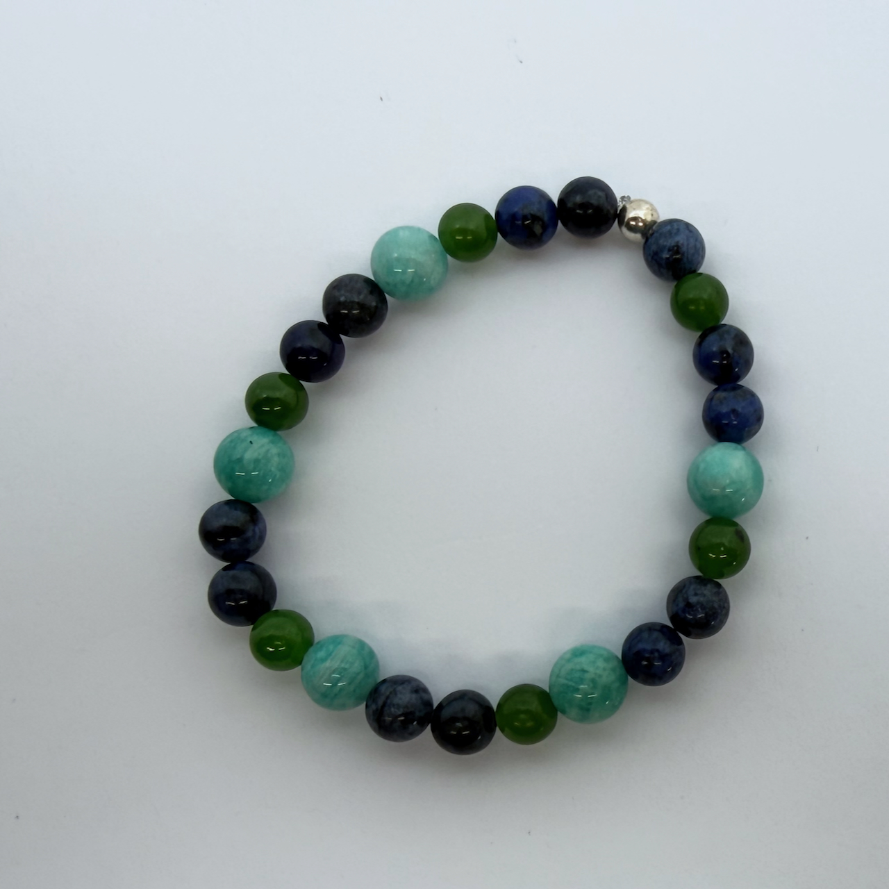 Dumortierit - Jade Nephrit - Amazonit Design Armband Unikat Männerarmband