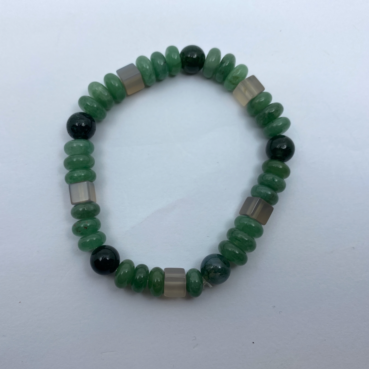 Aventurin grün - Moosachat grün - Achat-Sarder Armband Unikat Design größer Männer