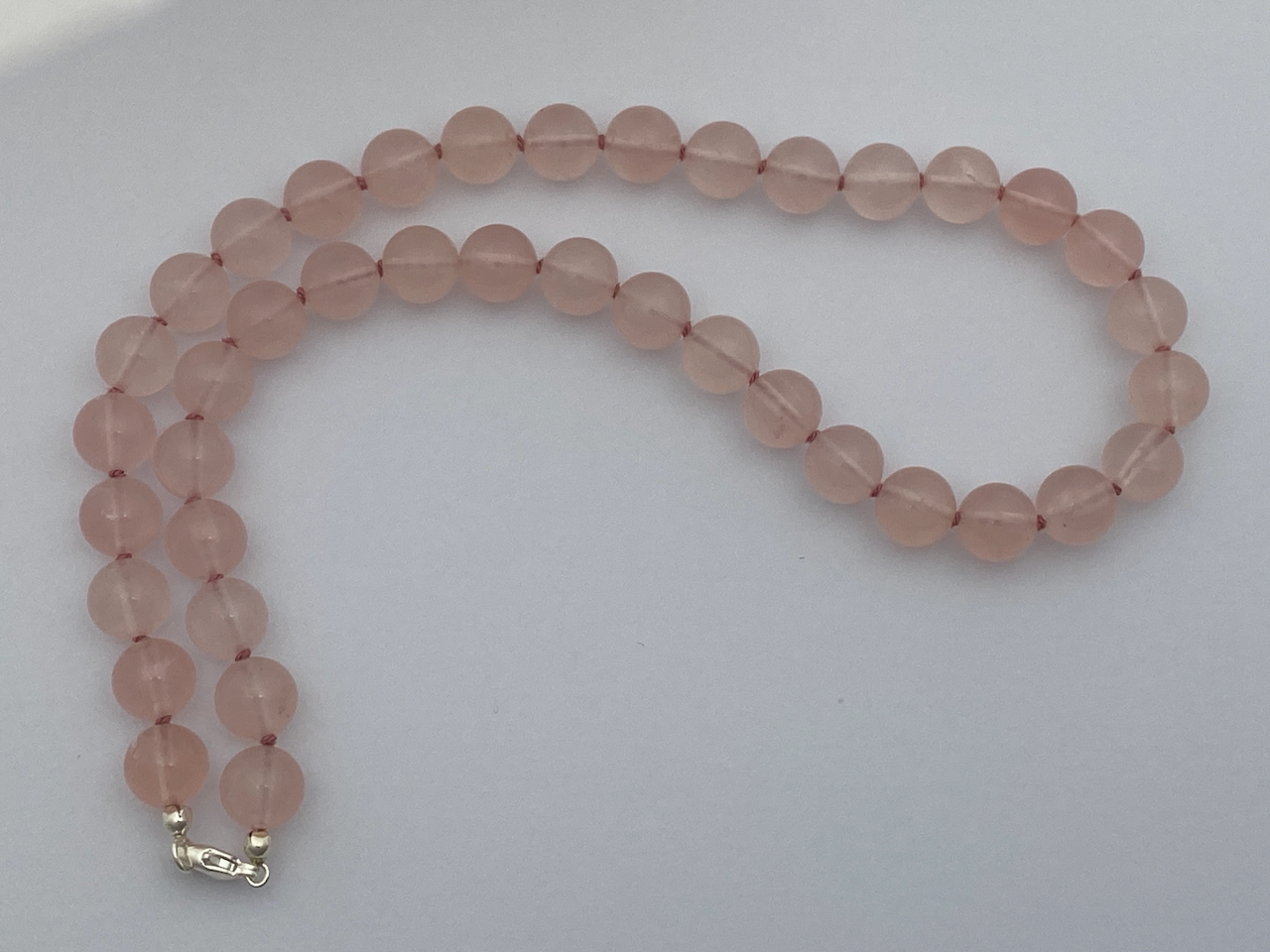 Rosenquarz Edelstein Collierkette Kugeln 10mm