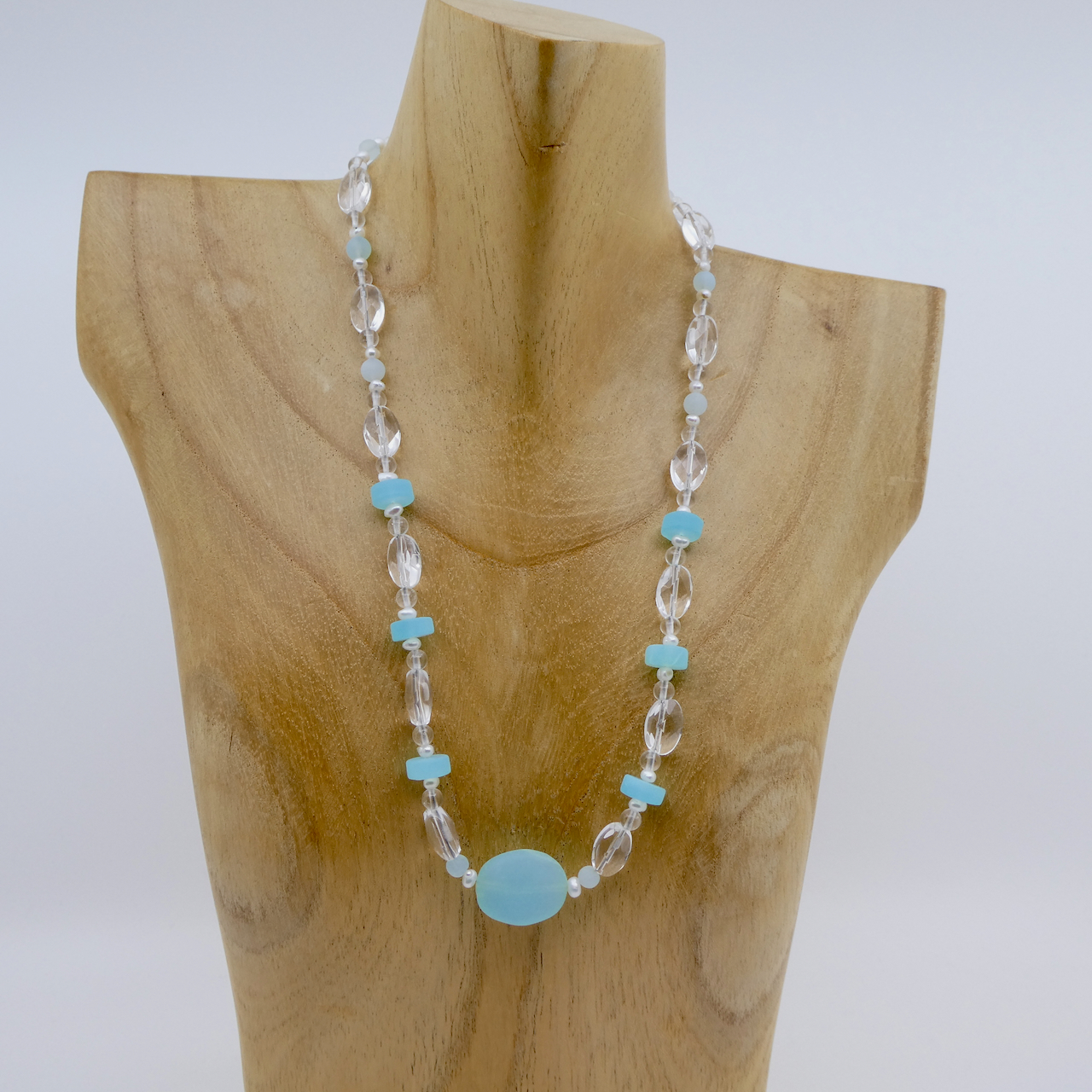 Andenopal-Chrysopal - Bergkristall - Perlen Kombi Designkette Andenopal-Chrysopal - Bergkristall - Perlen Kombi Designkette