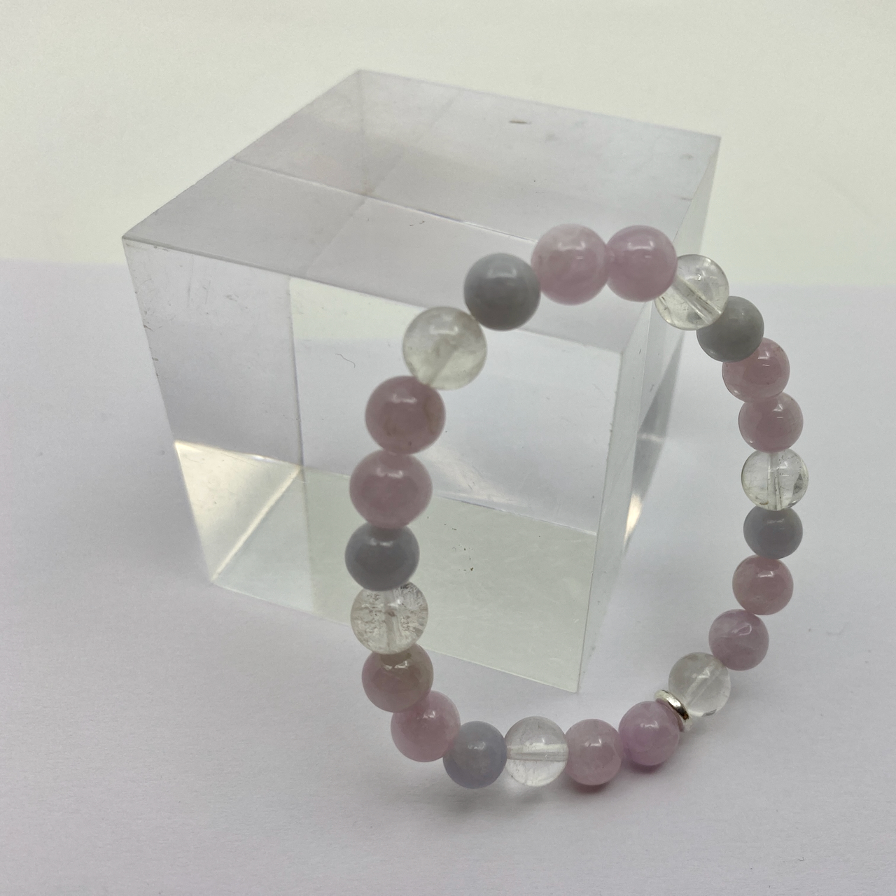 Kunzit - Jadeit - Bergkristall Armband Unikat