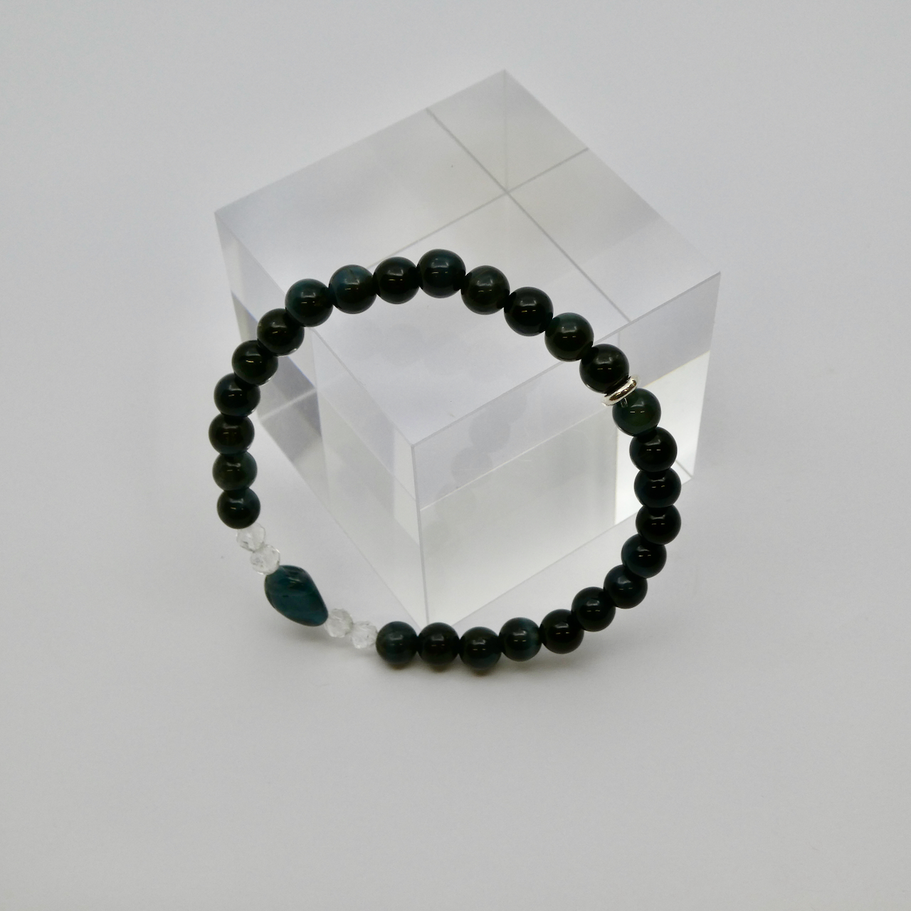 Falkenauge - Indigolith - Bergkristall Armband Unikat