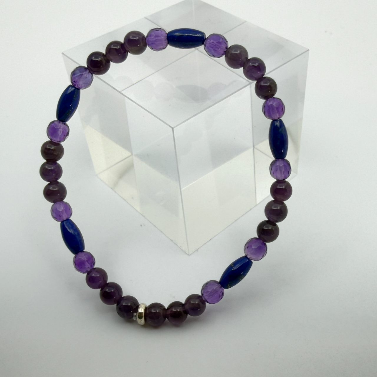 Amethyst - Lapis Lazuli Design Armband Unikat Männerarmband