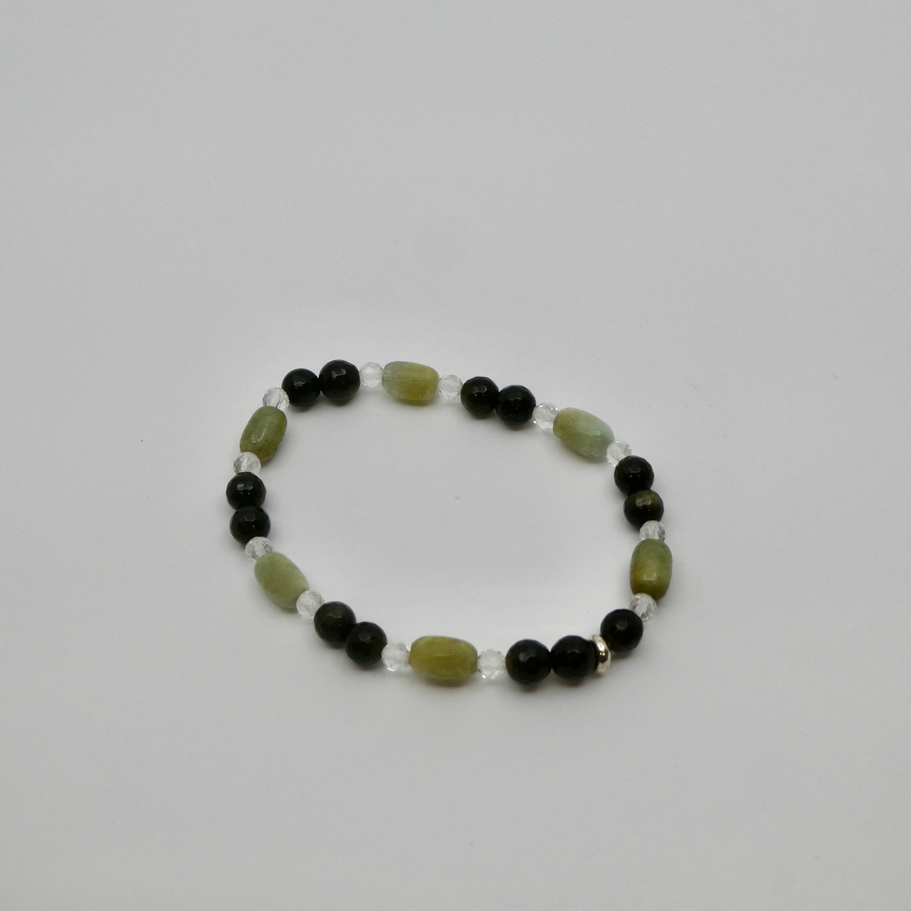 Beryll - Obsidian Bergkristall Armband Unikat