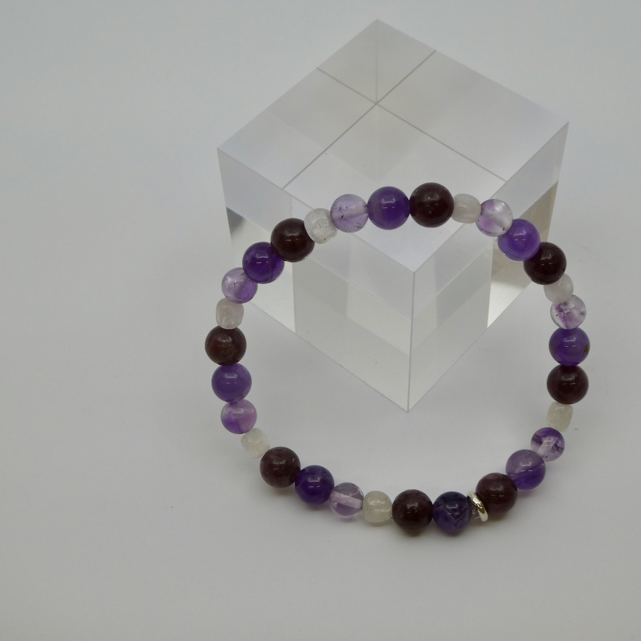 Männer Armband Lepidolith - Amethyst - Kunzit Unikat
