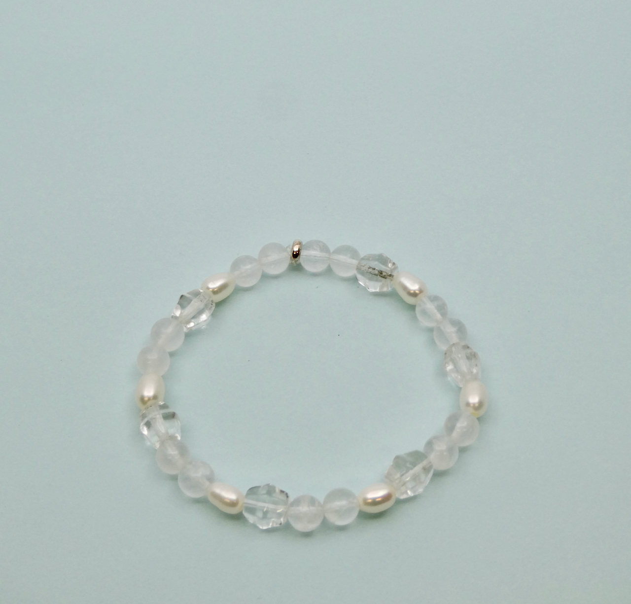 Mondstein - Perlen - Bergkristall Armband Unikat