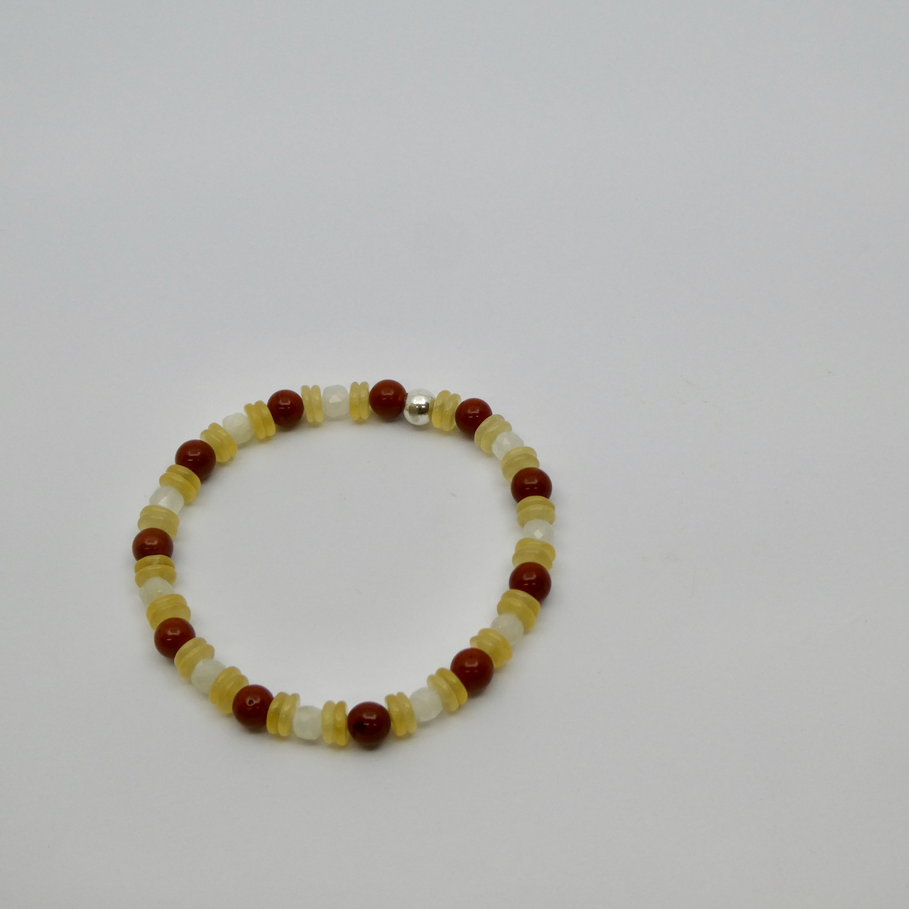 Jaspis rot - Calcit - Mondstein Armband Unikat