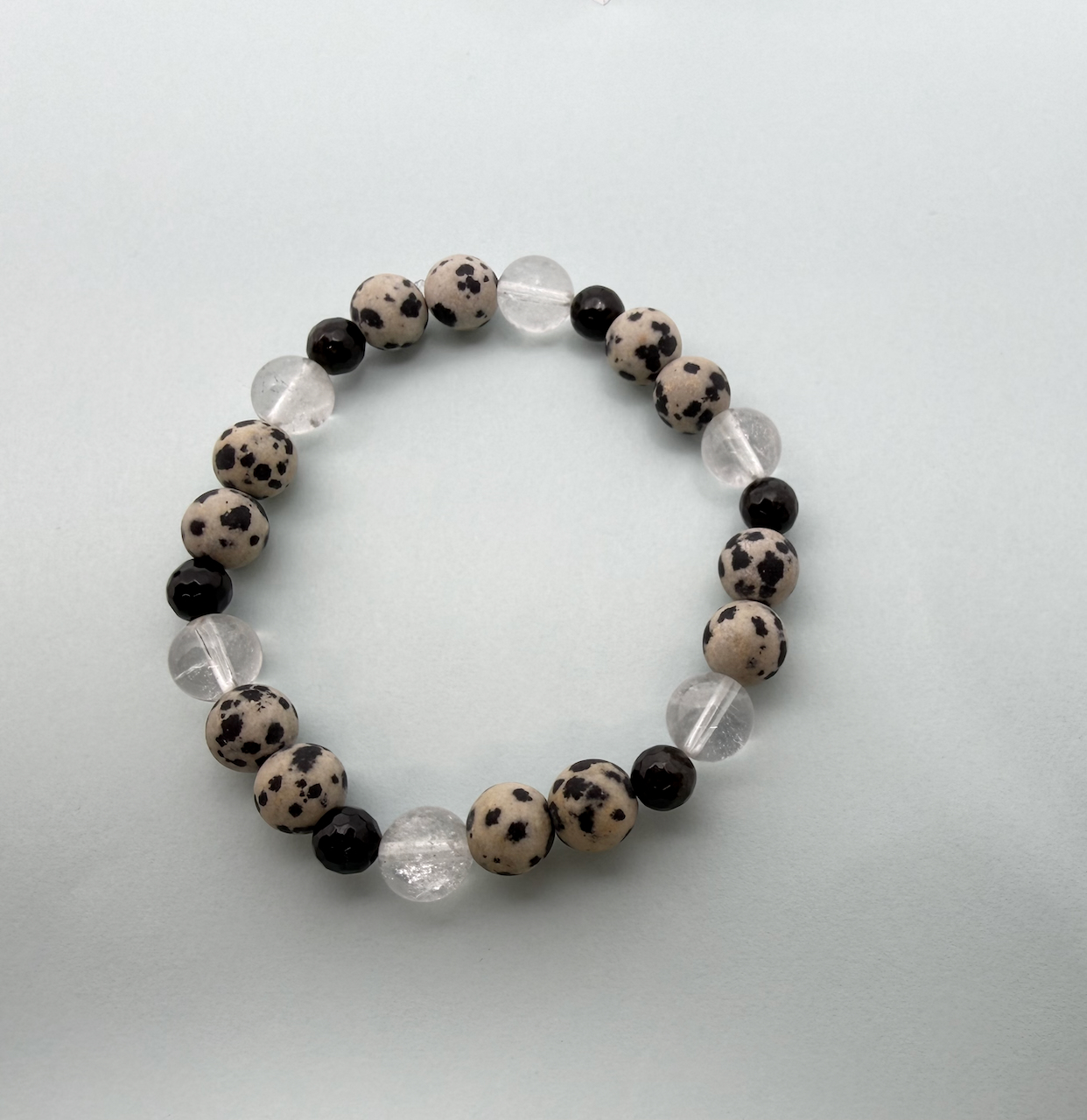 Dalmatinerstein - Obsidian schwarz - Bergrkristall Design Armband