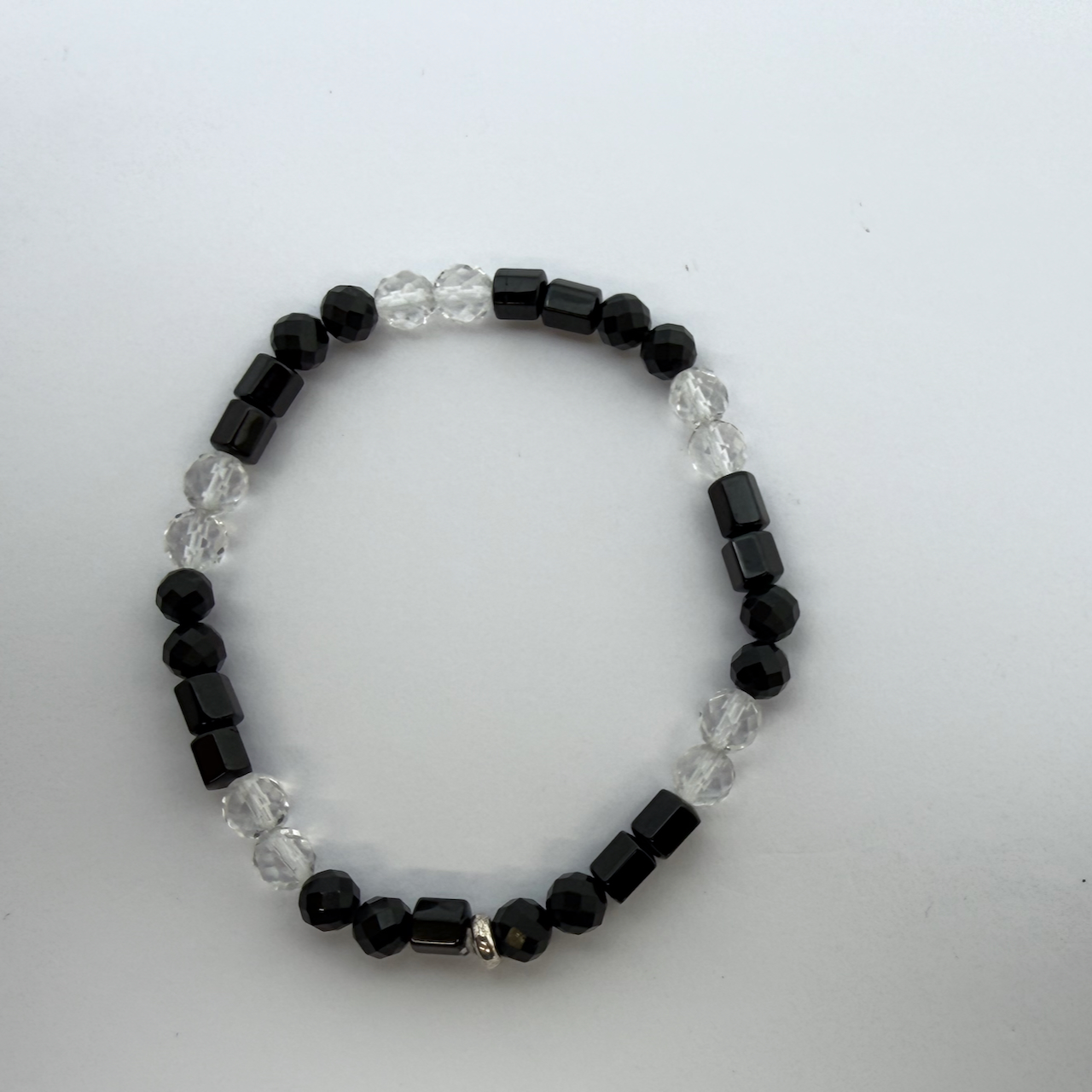 Turmalin schwarz  Schörl - Bergkristall Design Armband Unikat Männerarmband