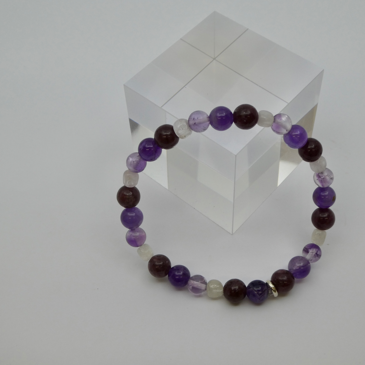 Männer Armband Lepidolith - Amethyst - Kunzit Unikat