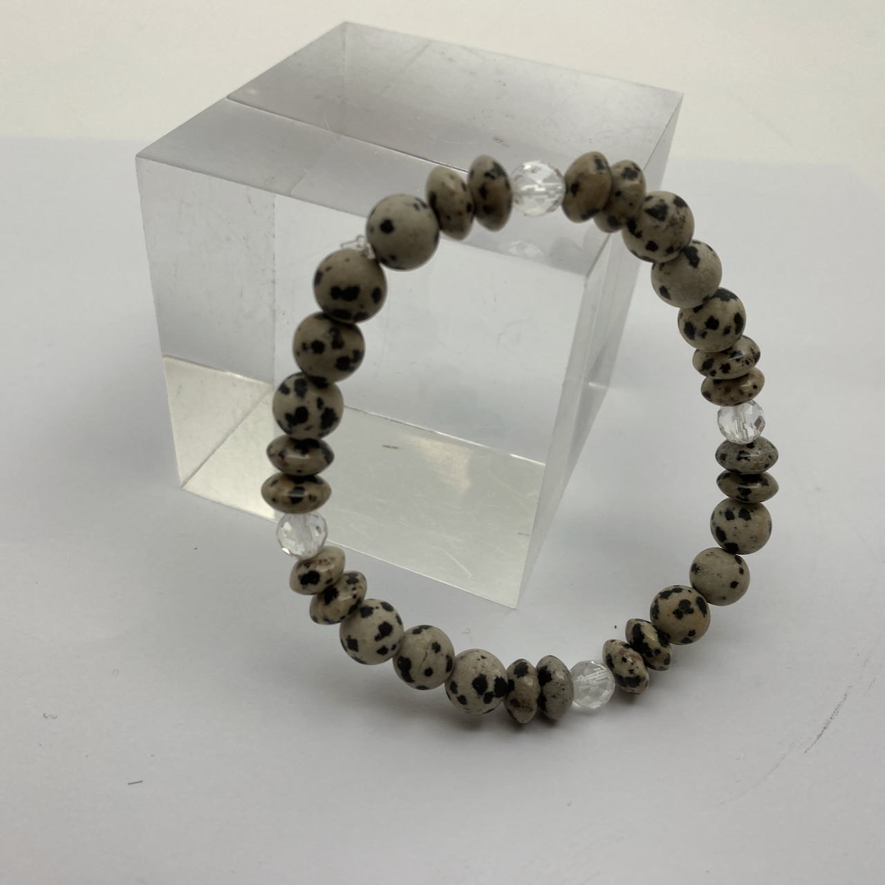 Dalmatinerstein - Bergkristall Design Armband Unikat größer Männer