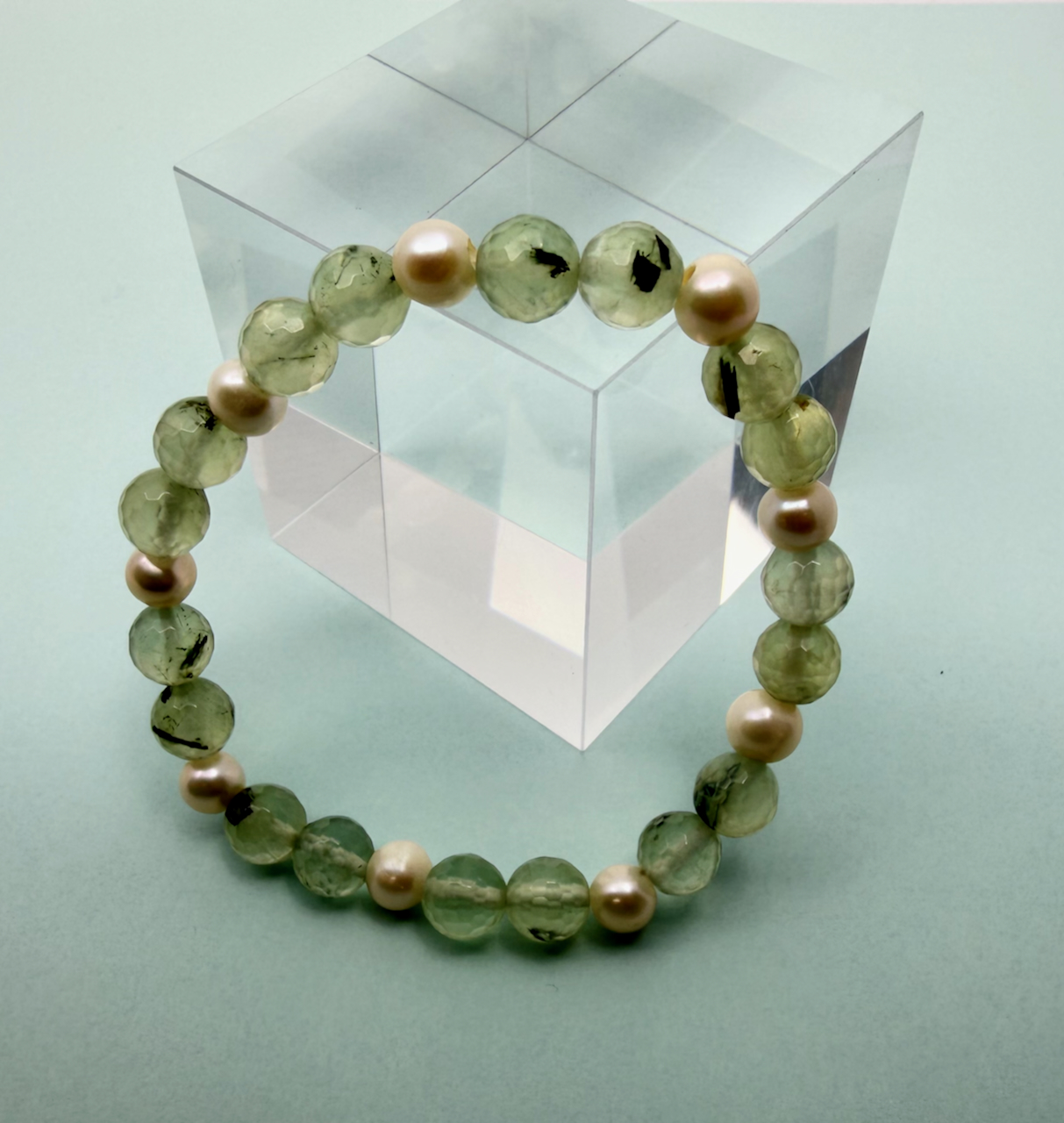 Prehnit grün - Perlen Design Armband