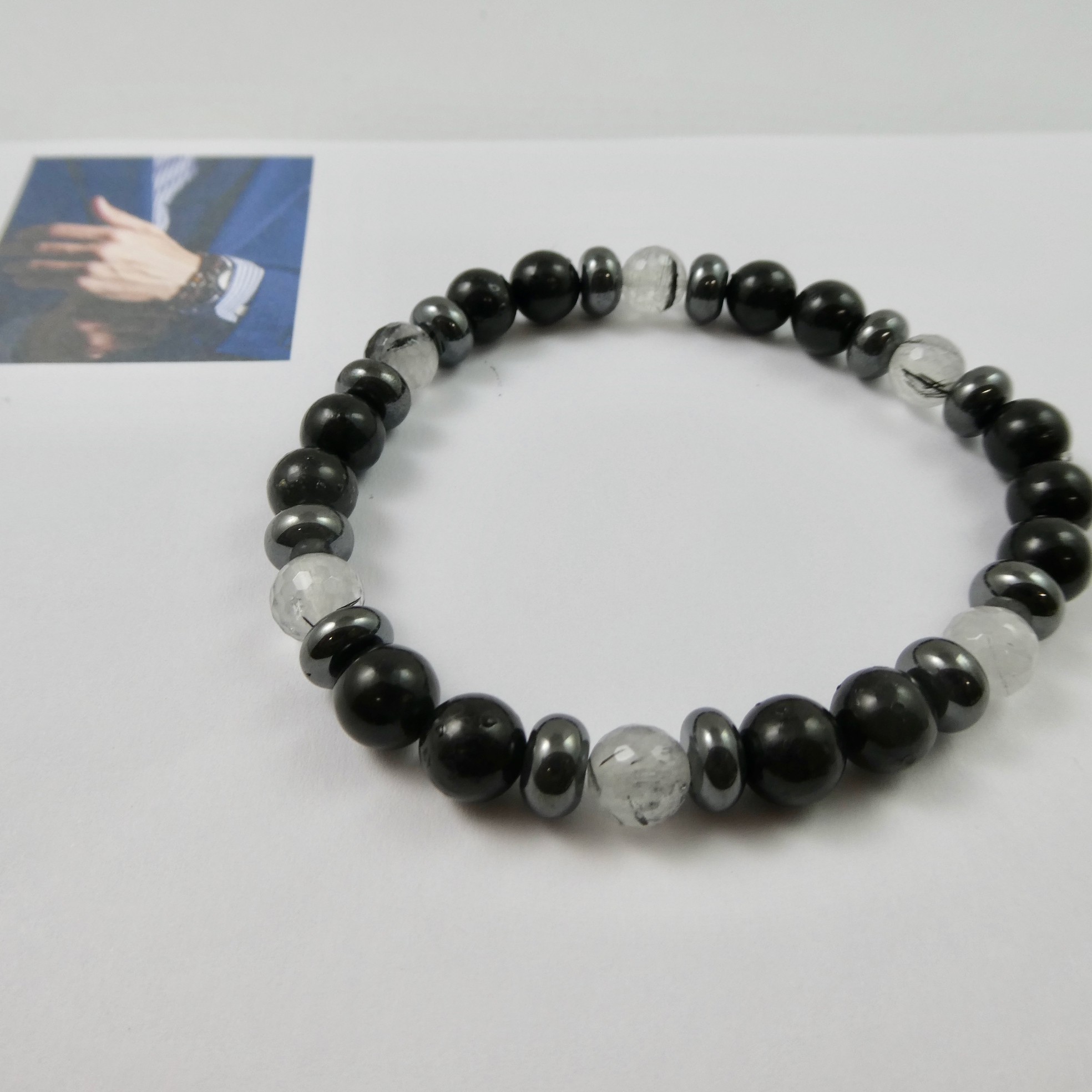Schungit Turmalinquarz Hämatit Design - Armband Männerarmband