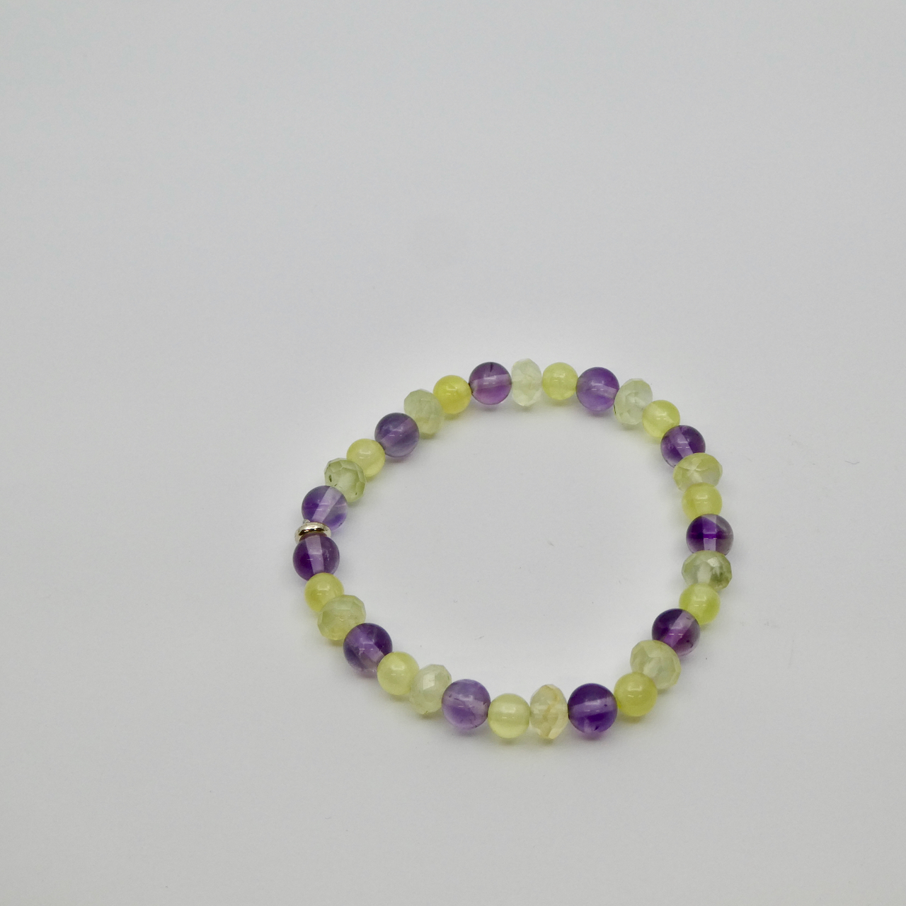 Prehnit - Amethyst Armband Unikat