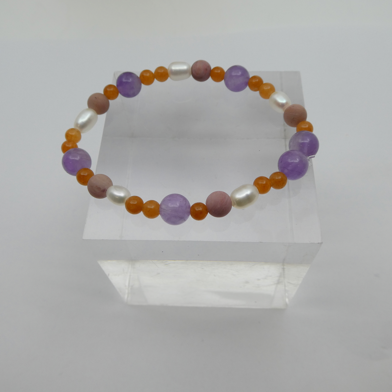 Amethyst - Rhodonit - Aventurin orange - Perl Design Armband Unikat Amethyst - Rhodonit - Aventurin orange - Perl Design Armband Unikat