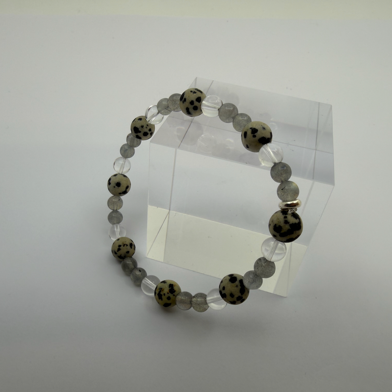 Labradorit - Dalmatinerstein - Bergkristall Design Armband Unikat - Männerarmband