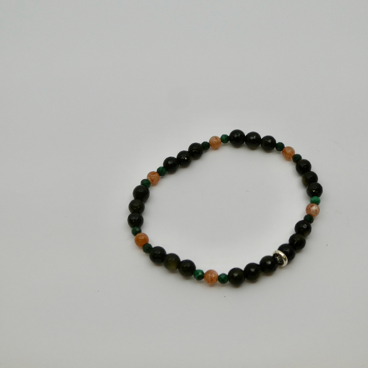Männer Armband Obsidian - Sonnenstein - Malachit Unikat