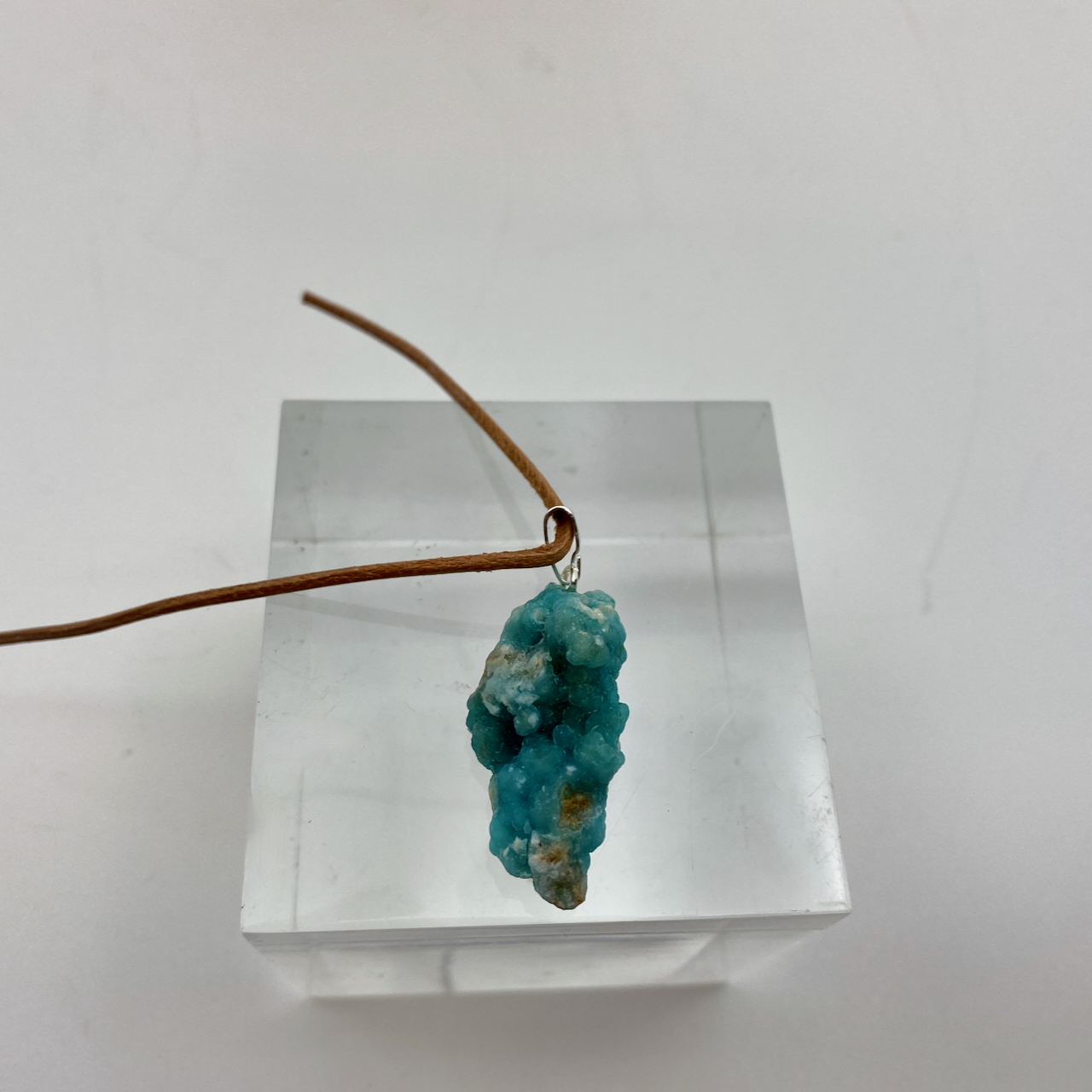 Hemimorphit türkis blau Natur Kristall Anhänger Silber