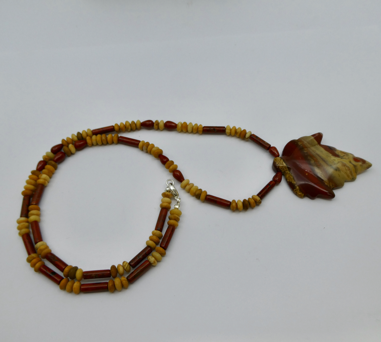 Jaspis Blatt - Jaspis gelb und rot Edelstein Design Collierkette