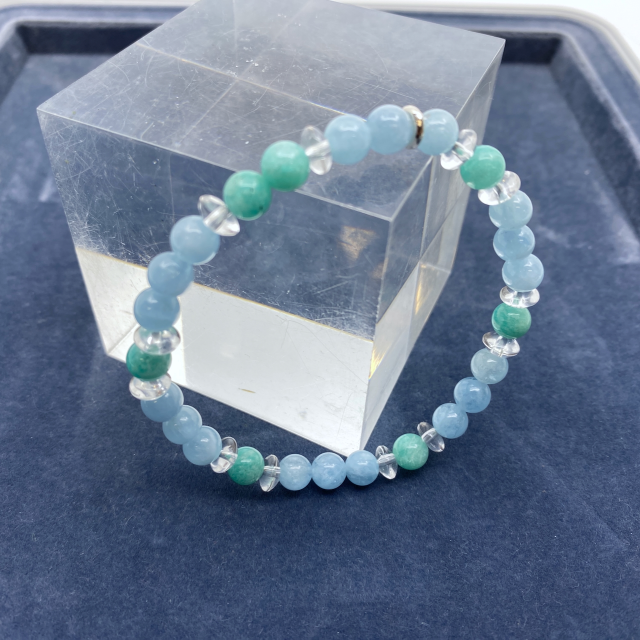 Aquamarin Amazonit Bergkristall Unikat Design Armband größer Männer