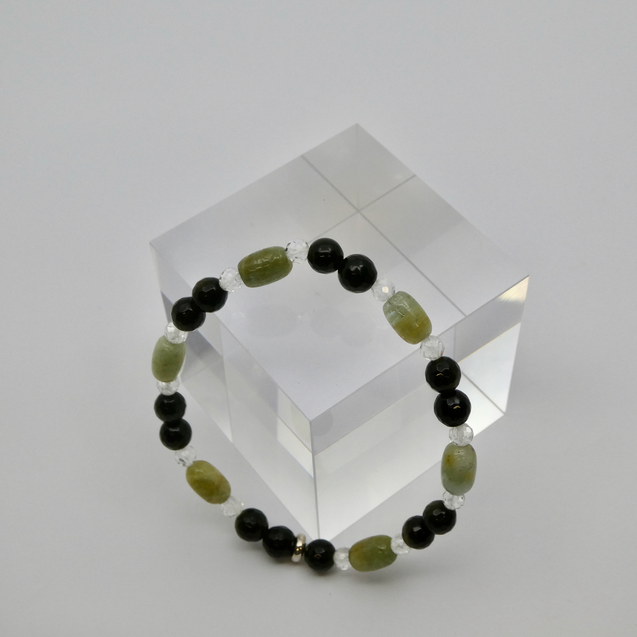 Beryll - Obsidian Bergkristall Armband Unikat
