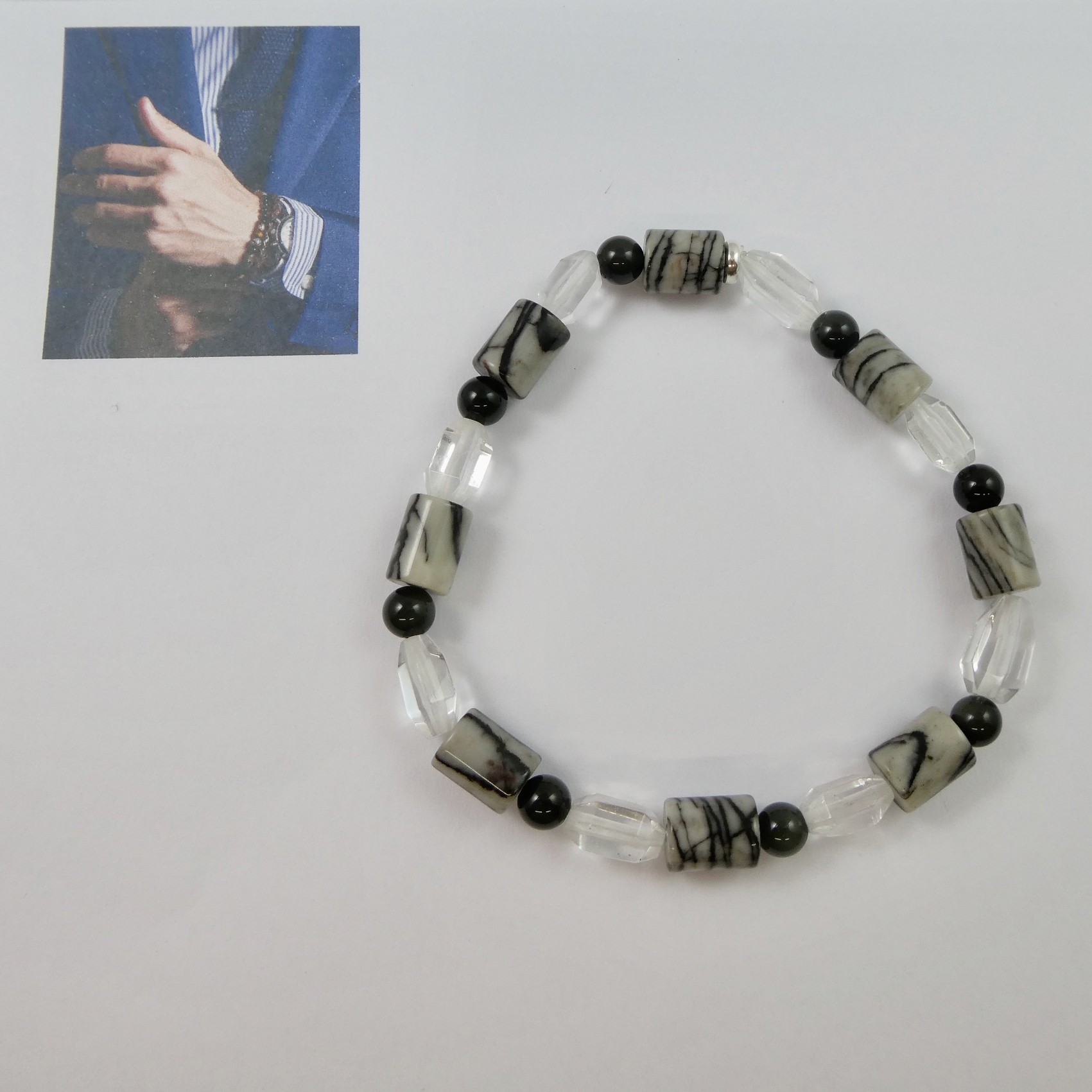 Picasso Marmor - Obsidian Armband Unikat - Männerarmband Picasso Marmor - Obsidian Armband Unikat - Männerarmband