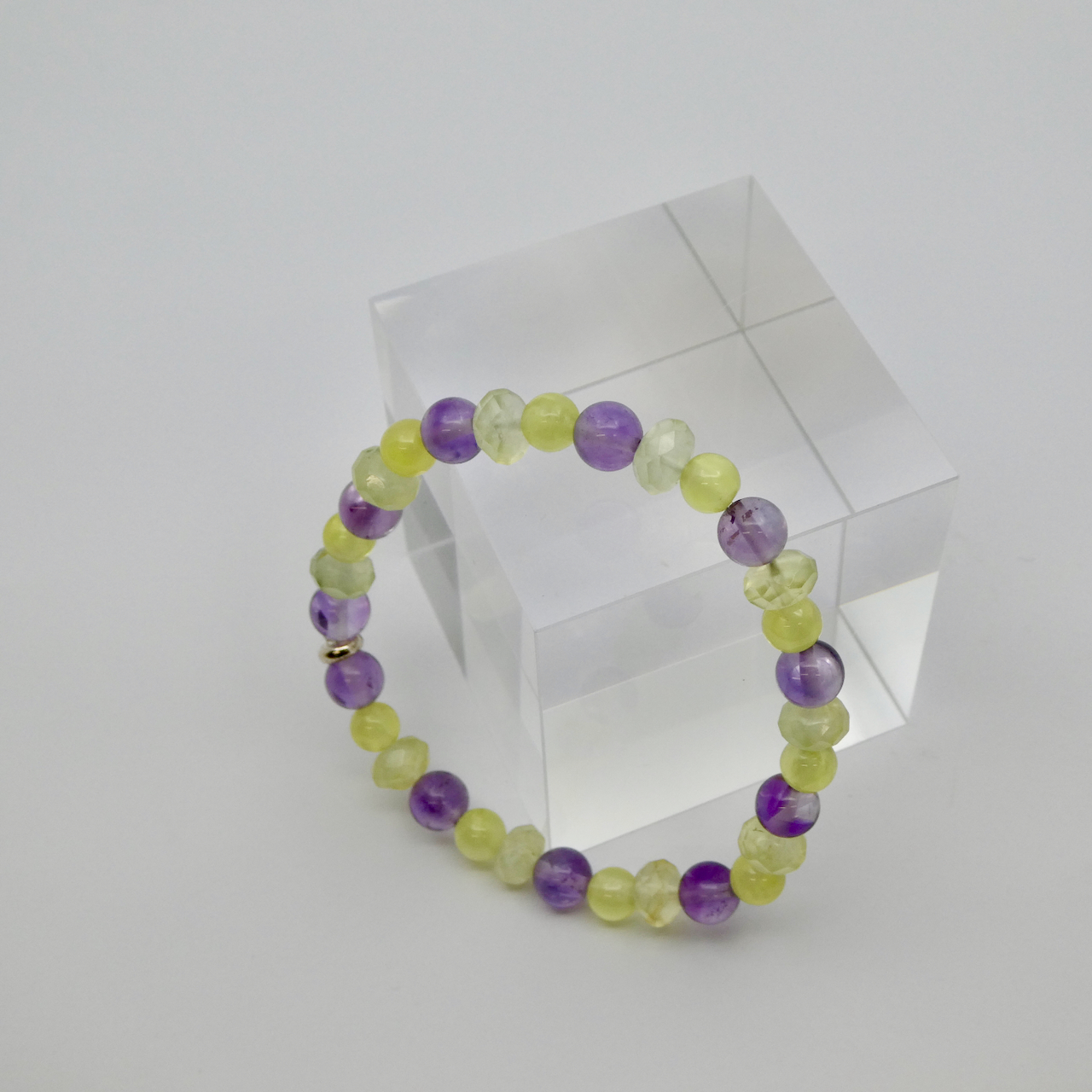Prehnit - Amethyst Armband Unikat