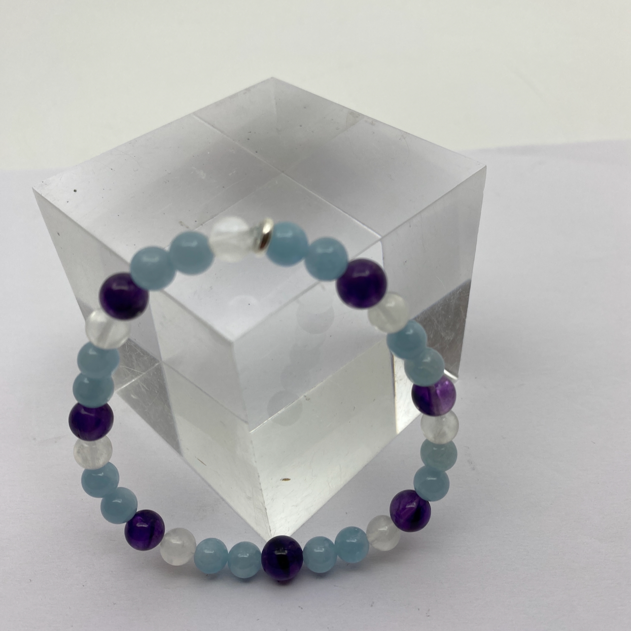 Aquamarin - Mondstein - Amethyst Design Armband größer Männerarmband