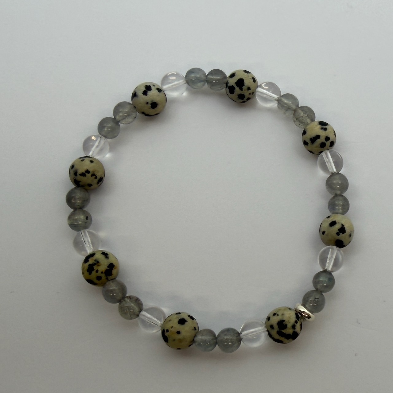 Labradorit - Dalmatinerstein - Bergkristall Design Armband Unikat - Männerarmband