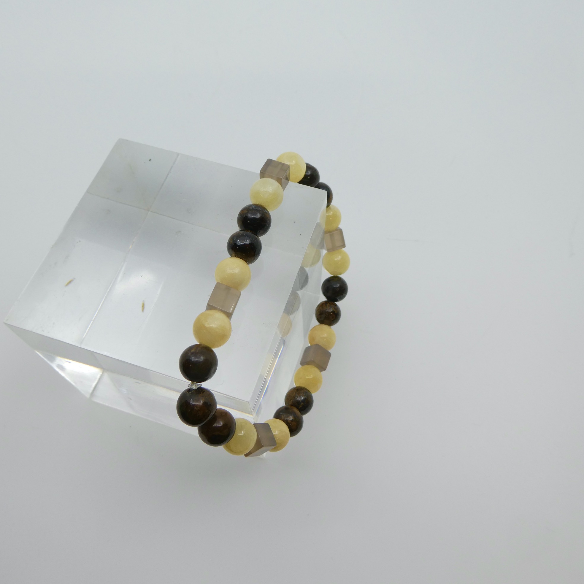 Bronzit - Calcit orange - Achat Design Armband - Männerarmband Bronzit - Calcit orange - Achat Design Armband - Männerarmband