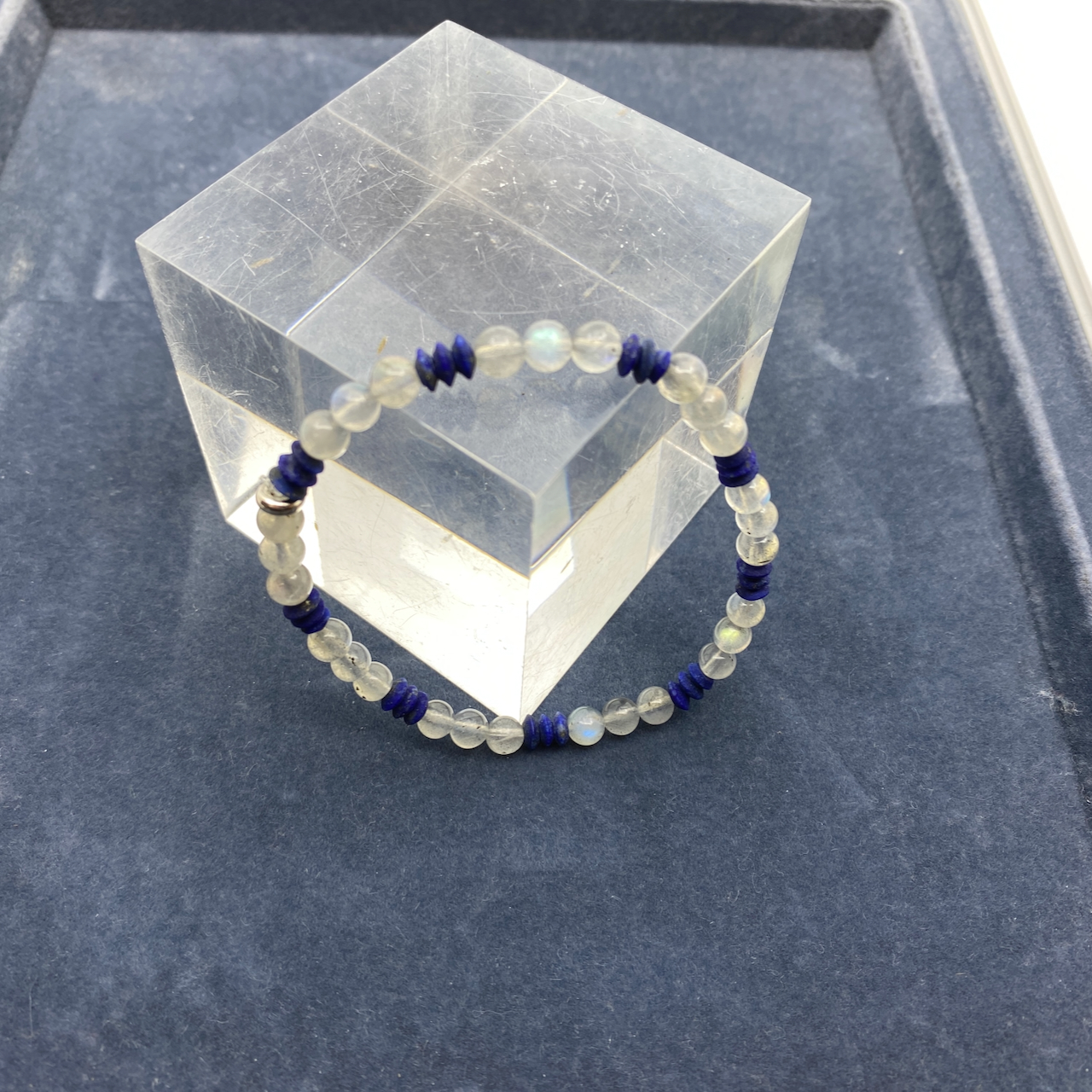 Lapis Lazuli  - Mondstein Armband Unikat größer Männer