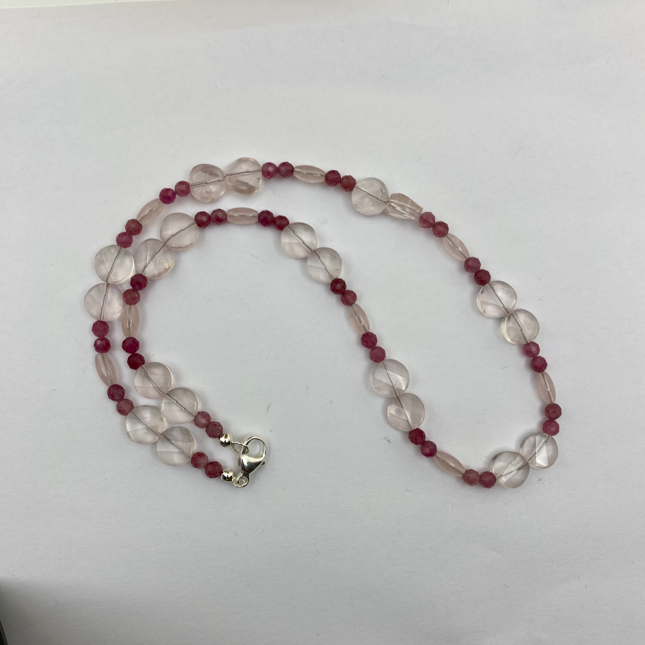 Turmalin rosa - Rosenquarz Design Edelstein - Collierkette 