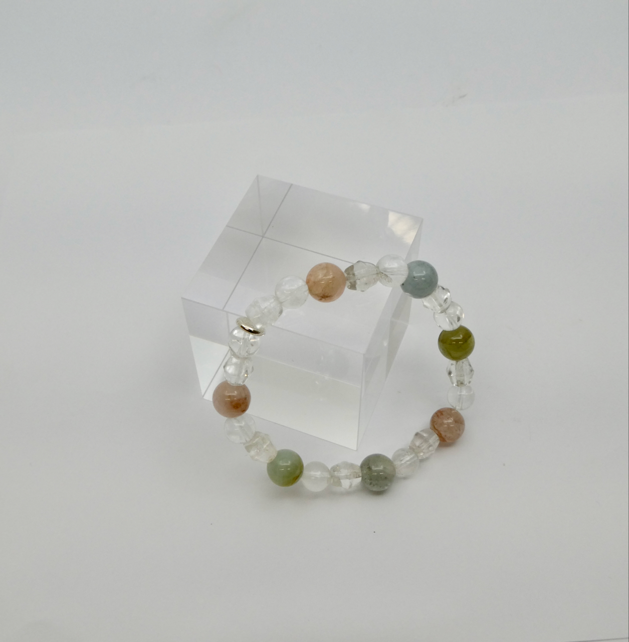 Männer Armband Bergkristall - Beryll grün - Morganit - Unikat