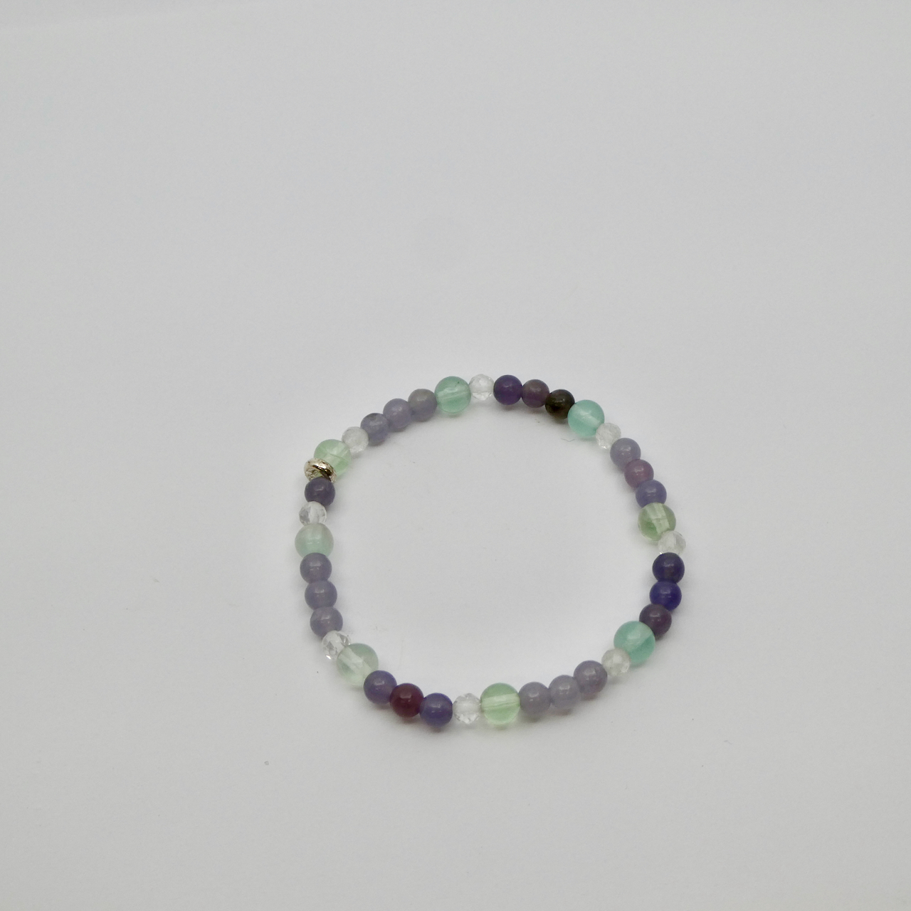Lepidolith- Fluorit - Bergkristall Armband Unikat